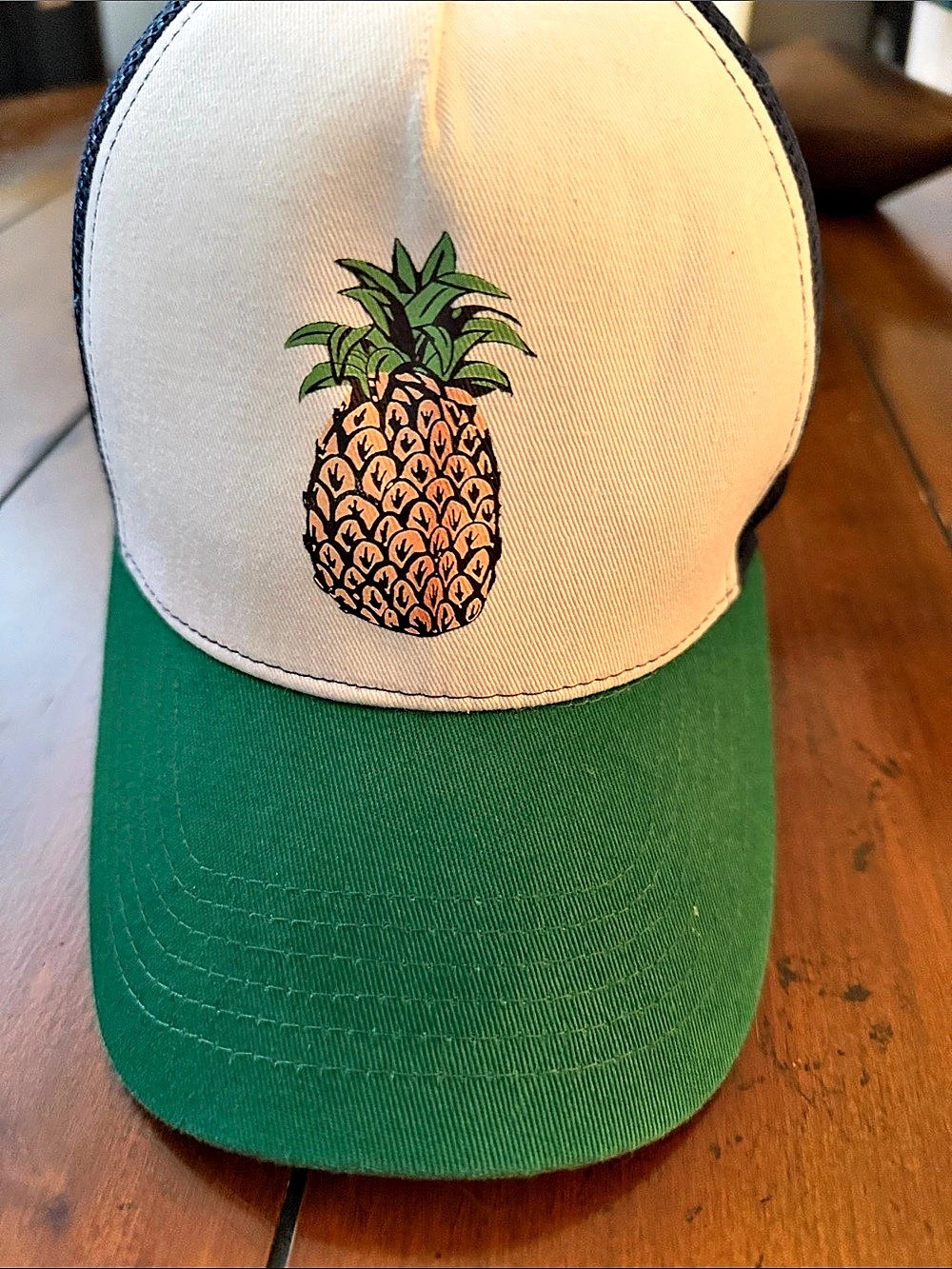 Pineapple Trucker Hat in Green & White